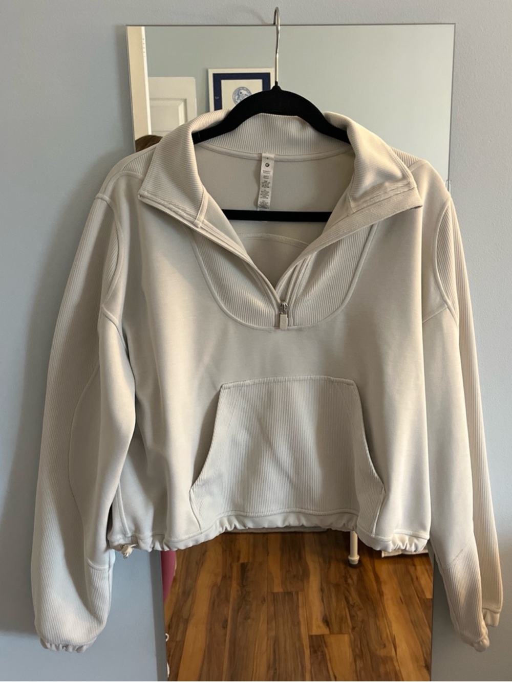 Lululemon Ribbed Sofstreme Bone Quarterzip Sweatshirt (Size 8)